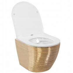 Misa WC Podwieszana Carlo Brush Flat Mini Gold/White Rimless