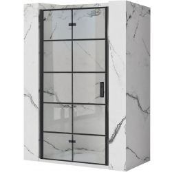 Drzwi Prysznicowe 80 cm Czarne Rea Molier + Zestaw Natryskowy Luis