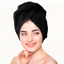 Turban Ręcznik Frotte Do Włosów Czarny