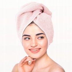 Turban Ręcznik Frotte Do Włosów Pudrowy Róż