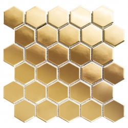 Płytki Ceramiczne Złote Szklane Ceramiczne Plaster Miodu Heksagon Mozaika