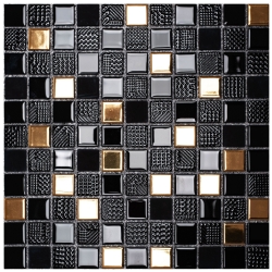Płytka Ceramiczna Czarne Złote Mozaika 30 cm