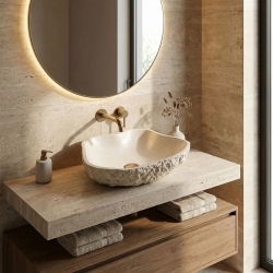 Umywalka nablatowa Rea Isla Warm Beige