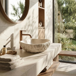 Umywalka nablatowa Rea Isla Warm Beige