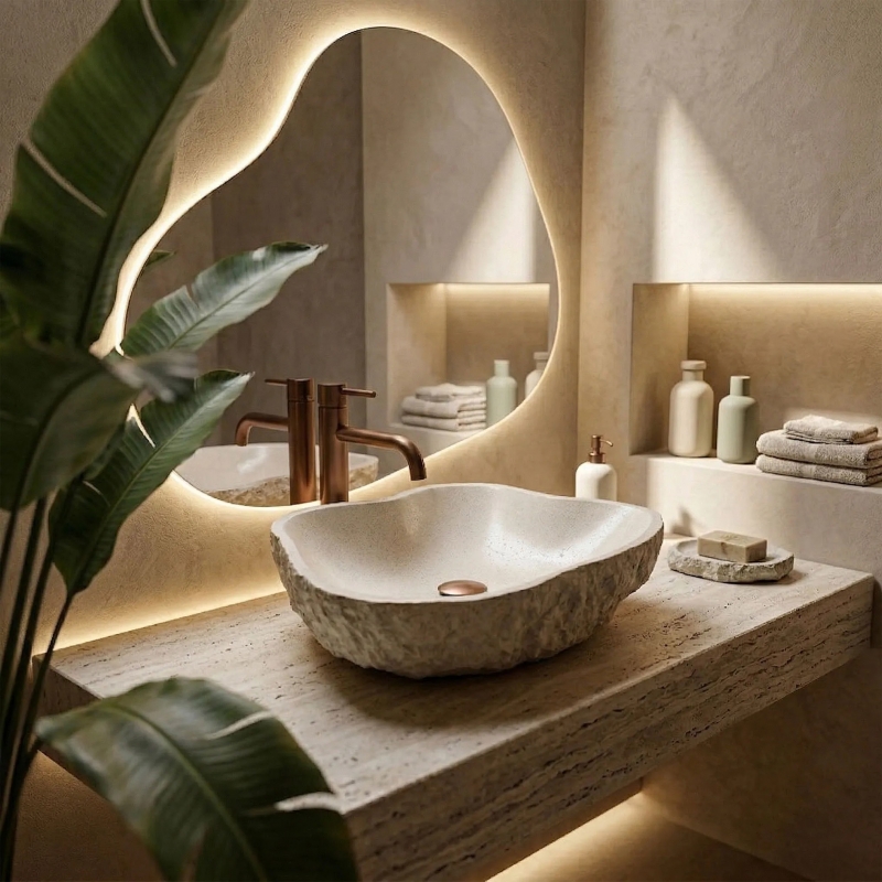 Umywalka nablatowa Rea Isla Warm Beige