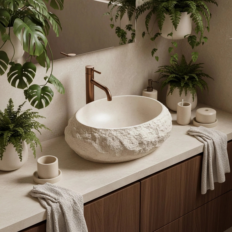 Umywalka nablatowa Rea Mika Warm Beige