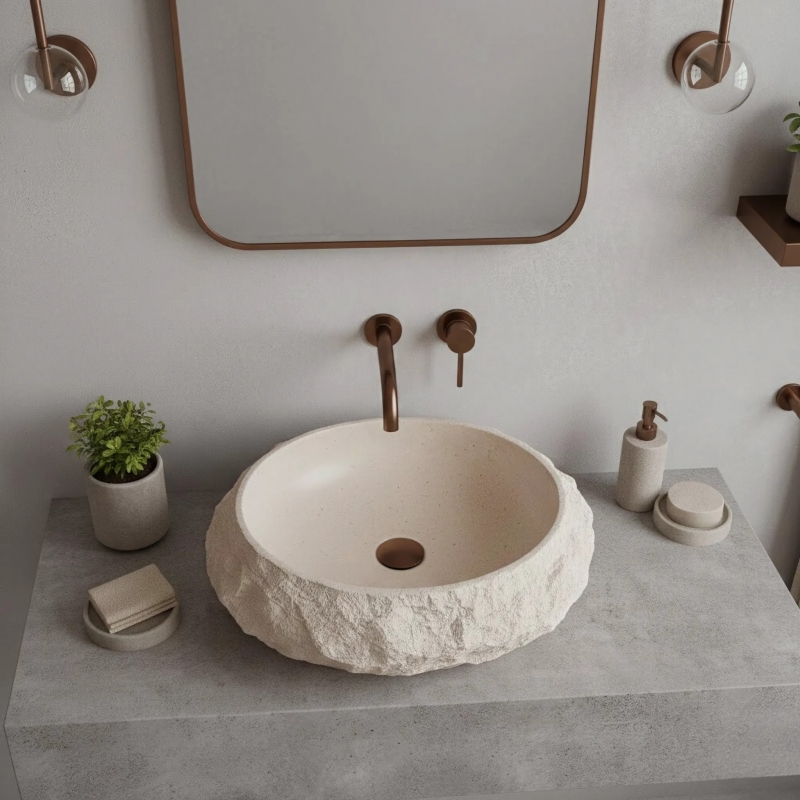 Umywalka nablatowa Rea Mika Warm Beige