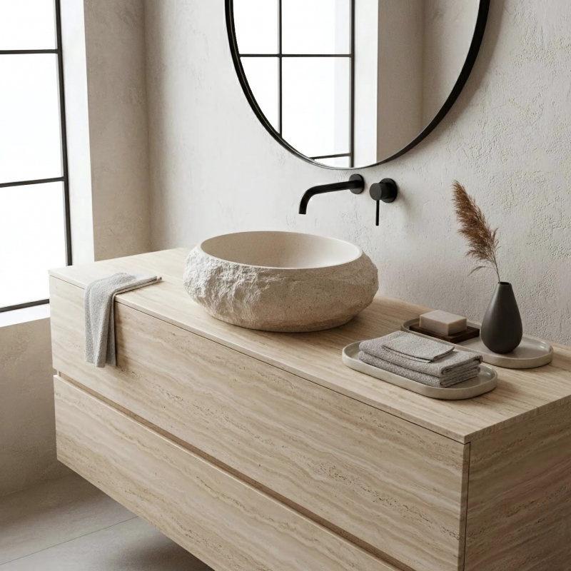 Umywalka nablatowa Rea Mika Warm Beige
