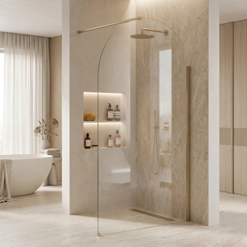 Ścianka prysznicowa Walk-In Rea Heaven Brush Gold 90