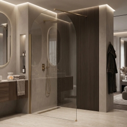 Ścianka prysznicowa Walk-In Rea Heaven Brush Gold 90