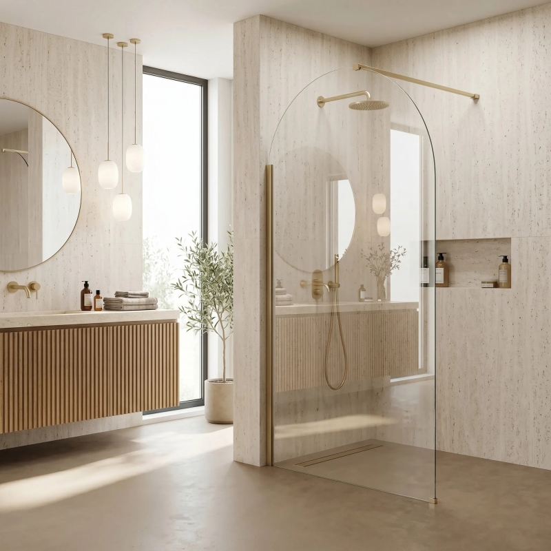 Ścianka prysznicowa Walk-In Rea Heaven Brush Gold 90