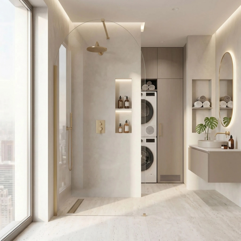 Ścianka prysznicowa Walk-In Rea Heaven Brush Gold 100