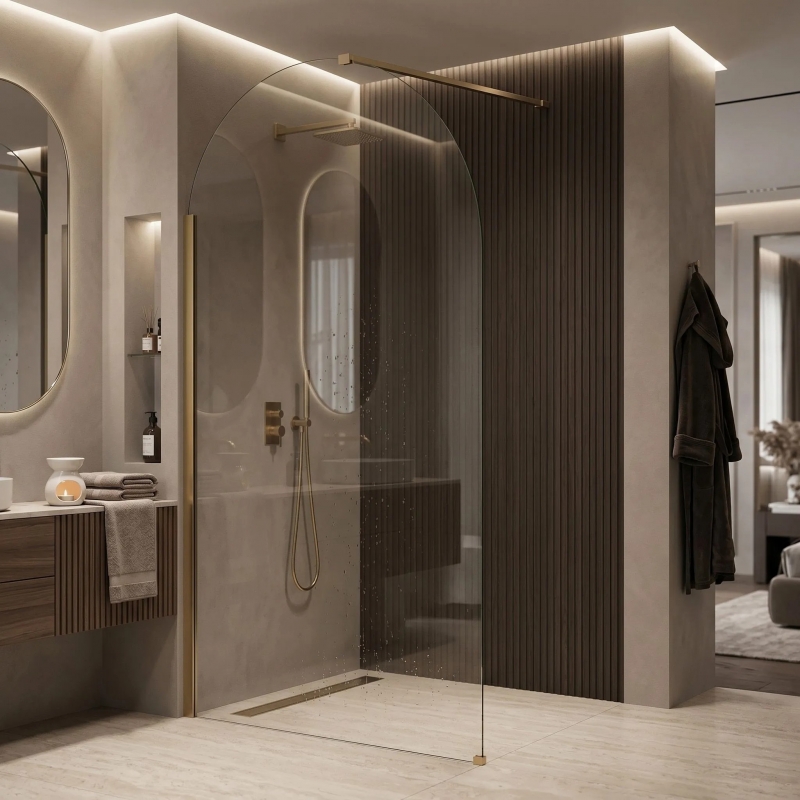 Ścianka prysznicowa Walk-In Rea Heaven Brush Gold 100