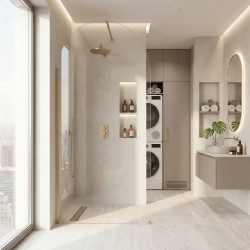 Ścianka prysznicowa Walk-In Rea Heaven Brush Gold 110
