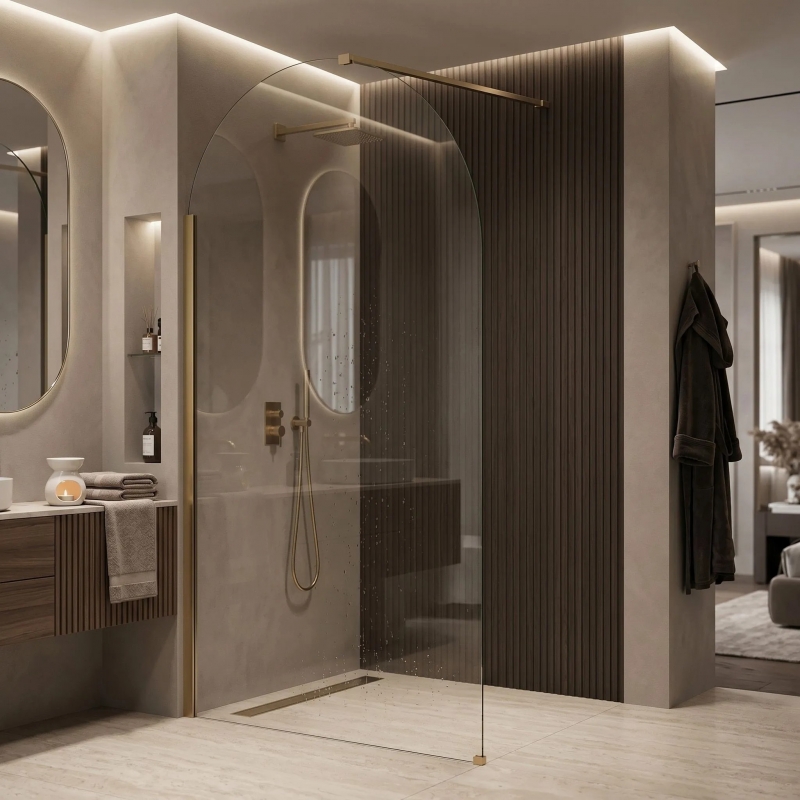 Ścianka prysznicowa Walk-In Rea Heaven Brush Gold 110
