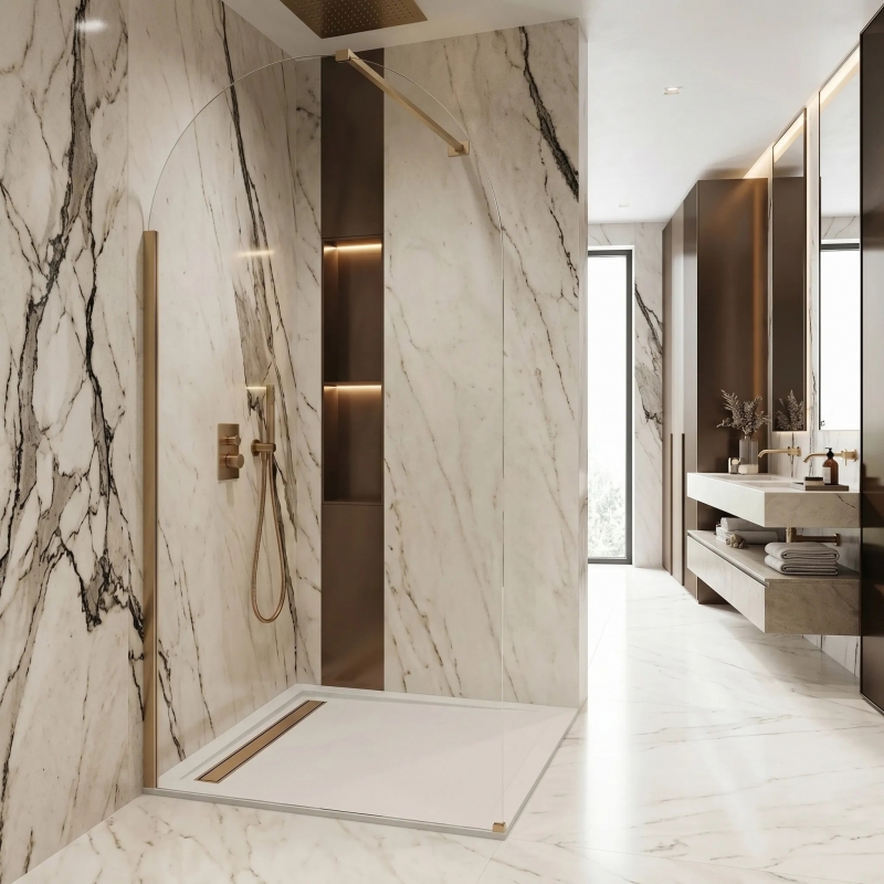 Ścianka prysznicowa Walk-In Rea Heaven Brush Gold 120