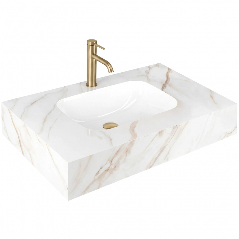 Umywalka ścienna Rea Aresa Grey Gold 80