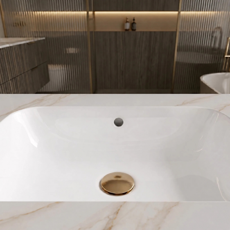 Umywalka ścienna Rea Aresa Grey Gold 80