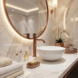 Bateria Umywalkowa Rea Lungo Diamond Miedź Szczotkowana Wysoka
