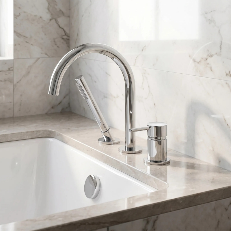 Bateria Wannowa 3-otworowa Rea Lungo Chrom